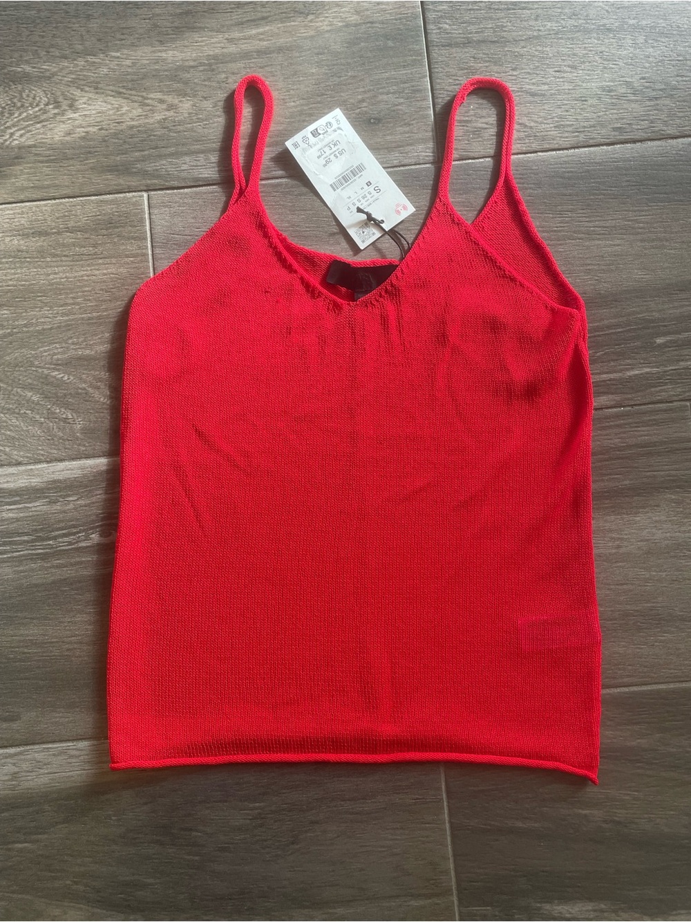 Zara Red Knit V-Neck Tank Top